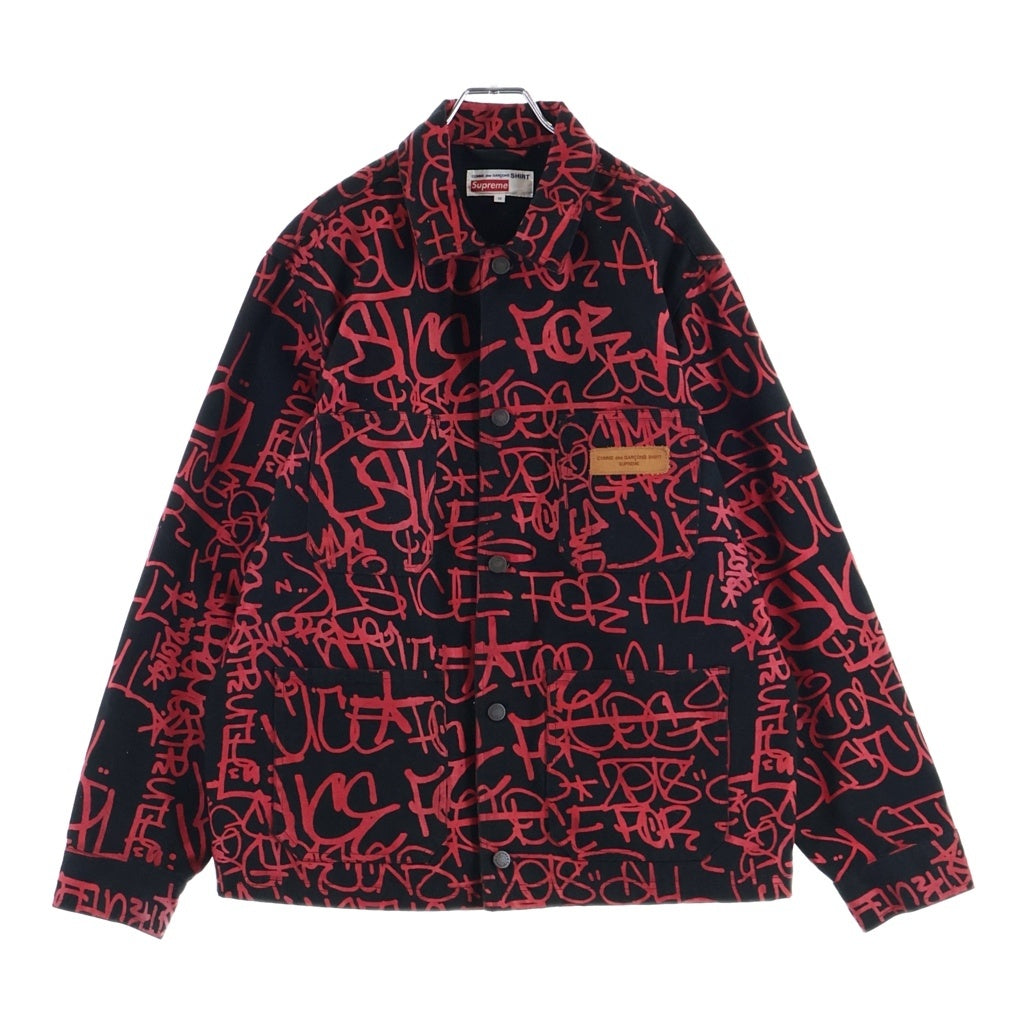SUPREME(シュプリーム) 18AW ×COMME DES GARCONS SHIRT Painted Canvas Chore Coat コムデギャルソンシャツ ペインテッド キャンバス チョア コート デニムジャケット ブラック/レッド