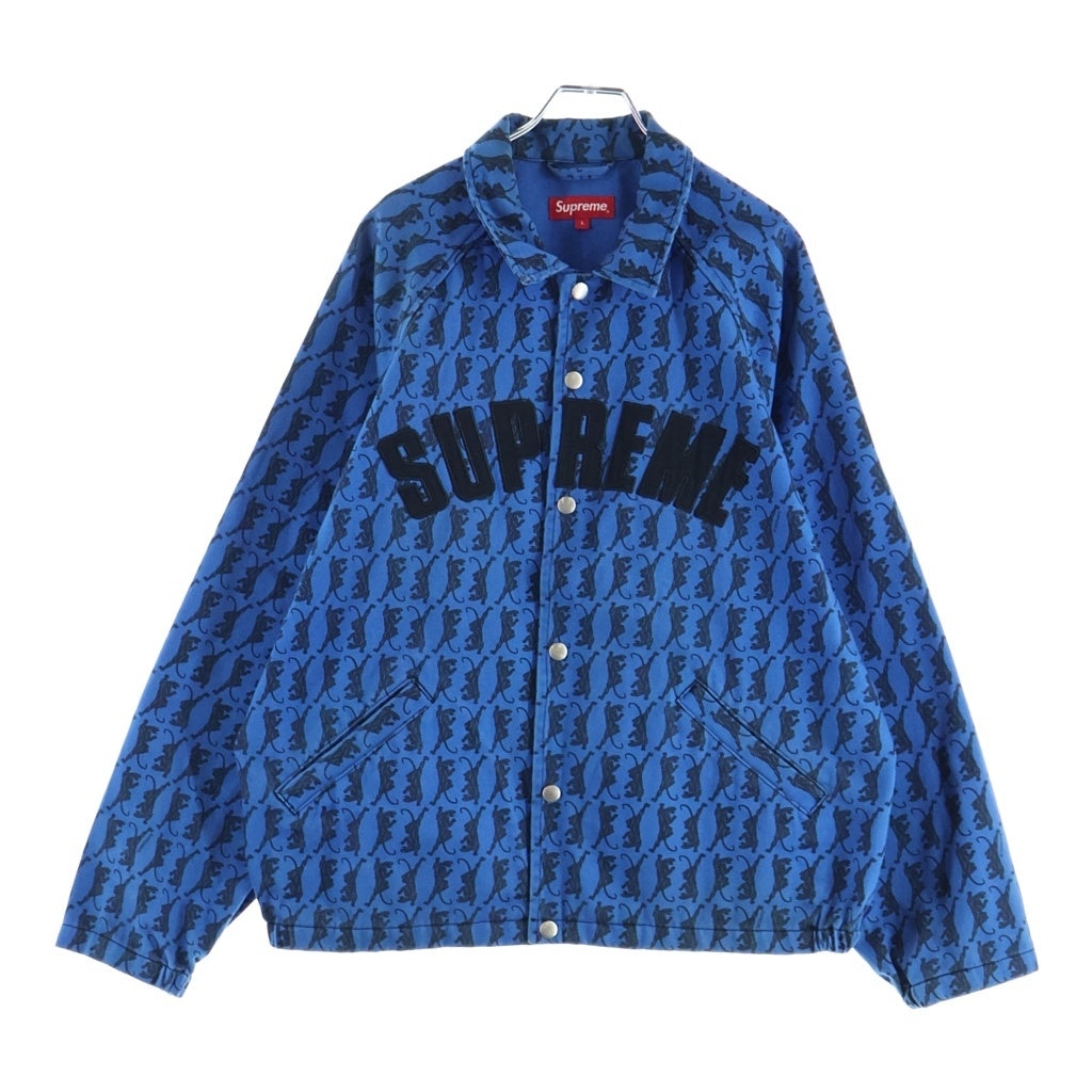 SUPREME(シュプリーム) 18AW Snap Front Twill Jacket ツイル 総柄 スナップ フロントロゴ刺繍 デニムジャケット ブルー