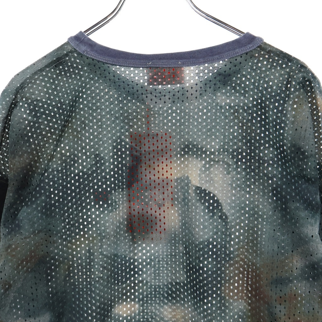 DIESEL(ディーゼル) T-MESH-BOXT-LS メッシュ ボクシー グラフィックプリント レイヤード クルーネック 長袖Tシャツ カットソー ブルー A19943