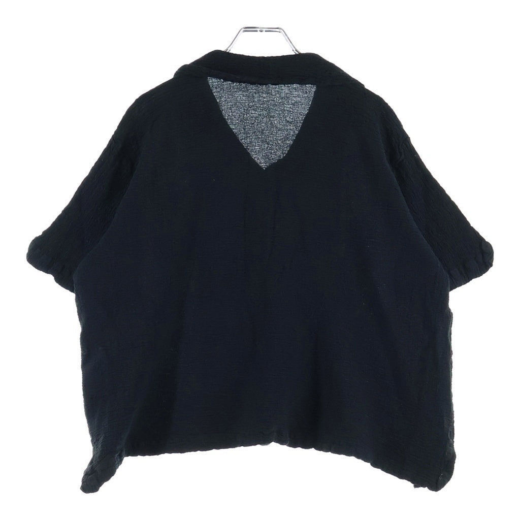 NO BRAND(ノーブランド) HaaT(ハート) KYO CHIJIMI 2WAY JUNE 1 キョウ チヂミ 半袖 オープンカラーシャツ レディース ブラック HA61FJ826