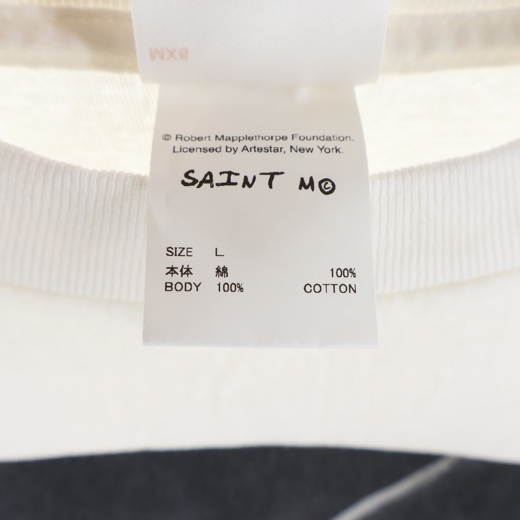 SAINT MICHAEL(セントマイケル) 25SS ×ROBERT MAPPLETHORPE CALLA LILY ロバートメイプルソープ カラリリー フロントプリント クルーネック 半袖Tシャツ カットソー ホワイト SM-HR8-0000-C17