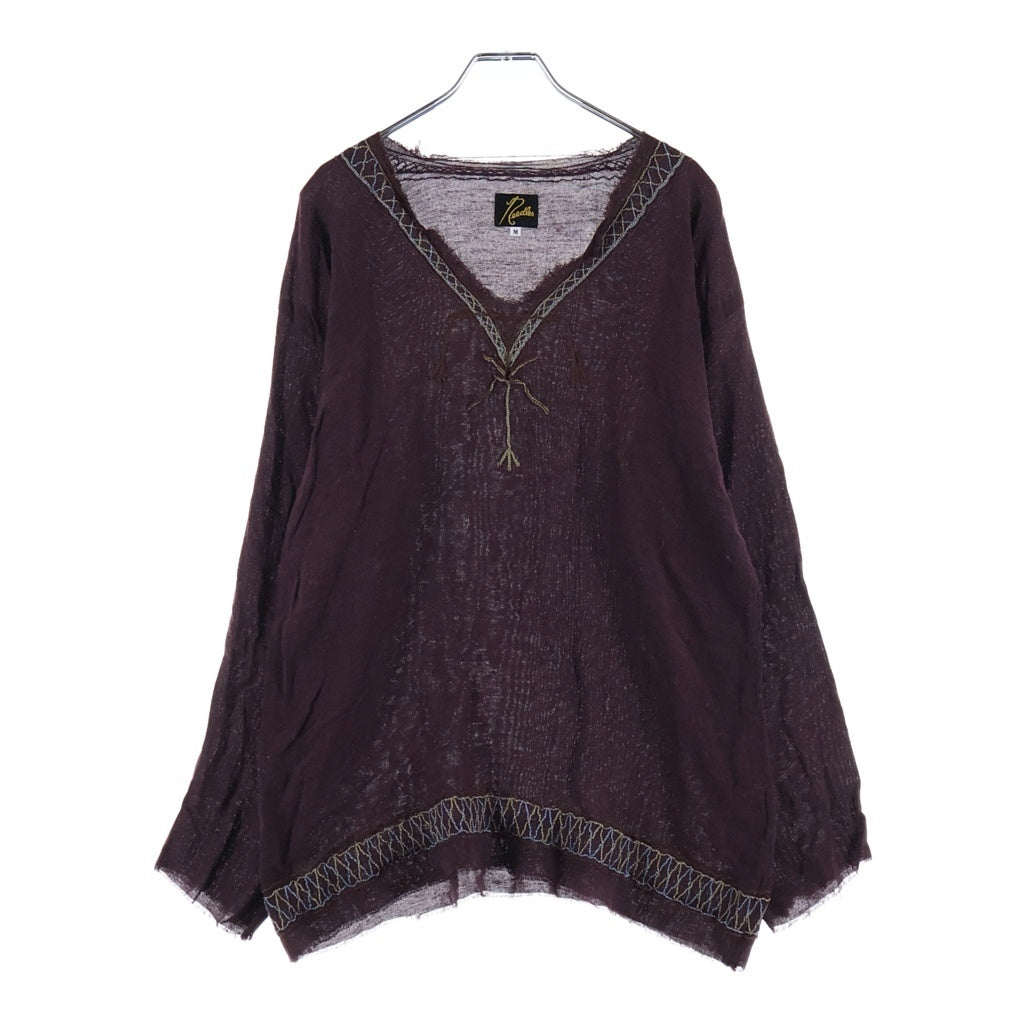 Needles(ニードルス) EMBROIDERED TUNIC GAUZE エンブロイダリード ガーゼチュニック レディース ブラウン SX280