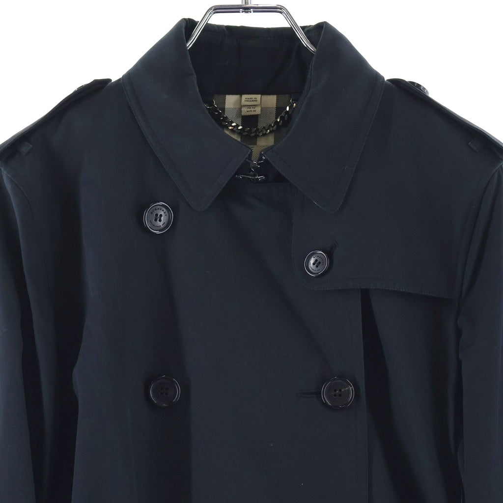 BURBERRY PRORSUM(バーバリー プローサム) THE KENSINGTON ケンジントン 裏地チェック ミディアム トレンチコート ブラック レディース 3900459