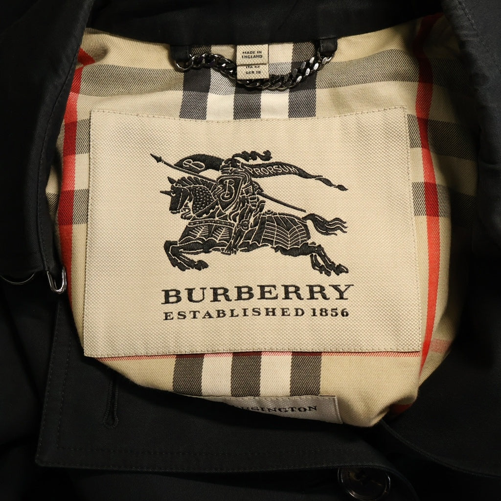 BURBERRY PRORSUM(バーバリー プローサム) THE KENSINGTON ケンジントン 裏地チェック ミディアム トレンチコート ブラック レディース 3900459