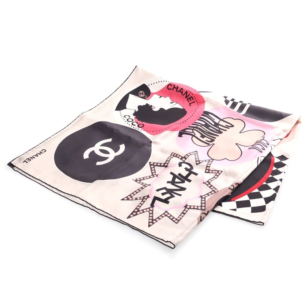 CHANEL(シャネル) 1986-1988 COCO MARK ICON SCARF ココマーク アイコン シルク スカーフ ホワイト レディース