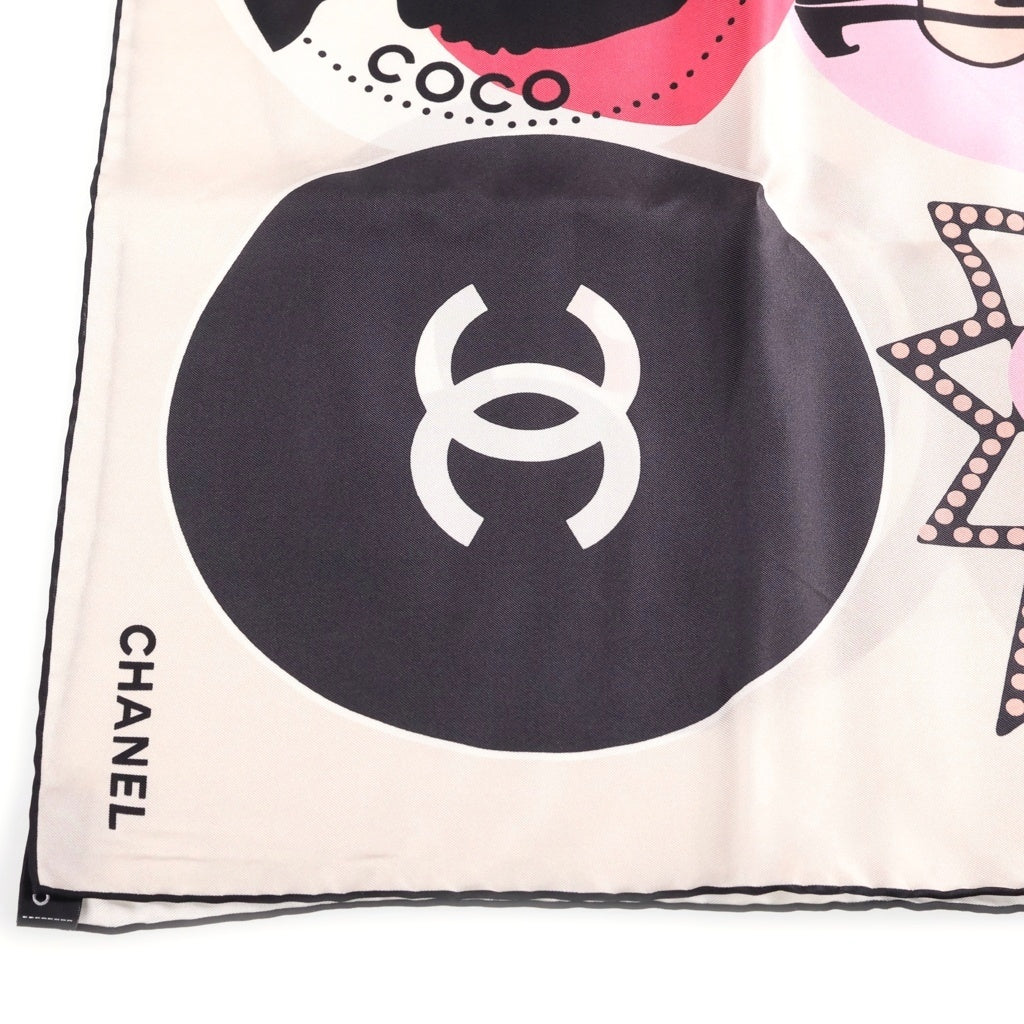 CHANEL(シャネル) 1986-1988 COCO MARK ICON SCARF ココマーク アイコン シルク スカーフ ホワイト レディース
