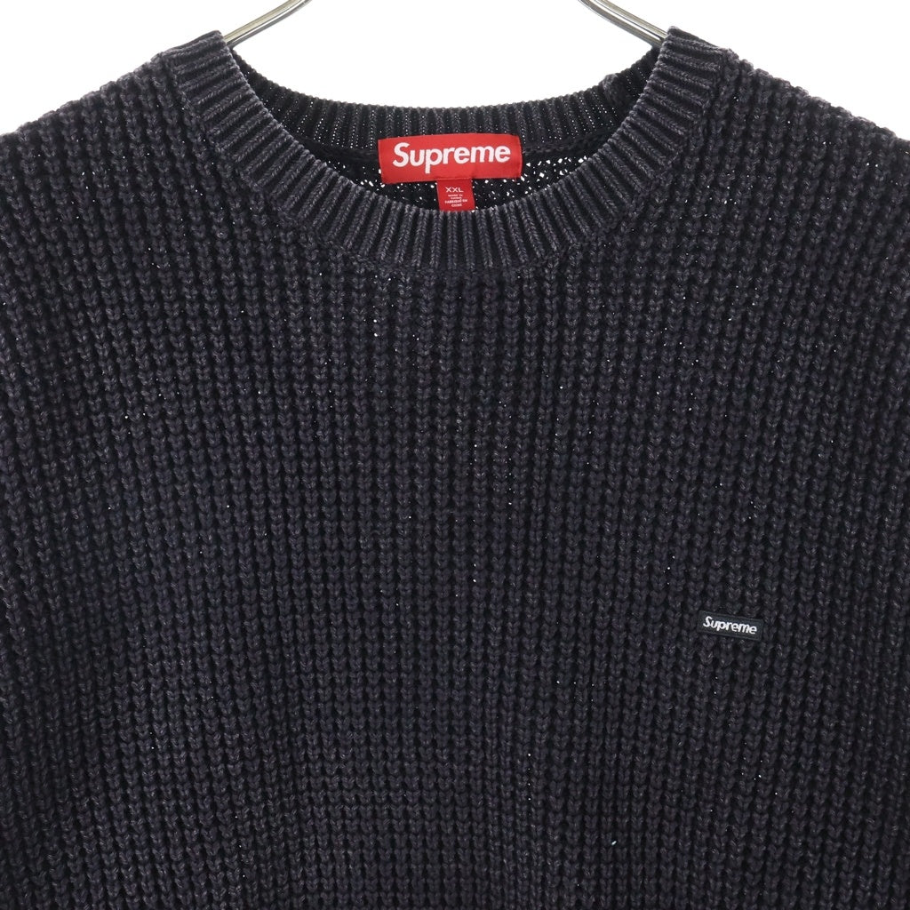 SUPREME(シュプリーム) 26SS Washed Small Box Waffle Sweater ウォッシュド スモールボックスロゴ ワッフルニットスウェット セーター ブラック
