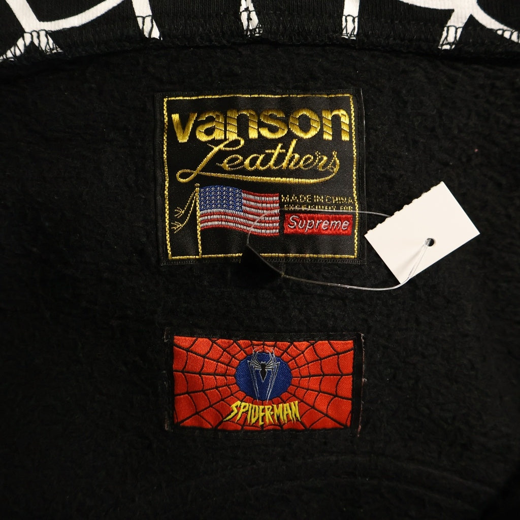 SUPREME(シュプリーム) 26SS ×Vanson Leathers Spider-Man Zip Up Hooded Sweatshirt バンソンレザー スパイダーマン ジップアップフーデッドスウェットシャツ パーカー ブラック