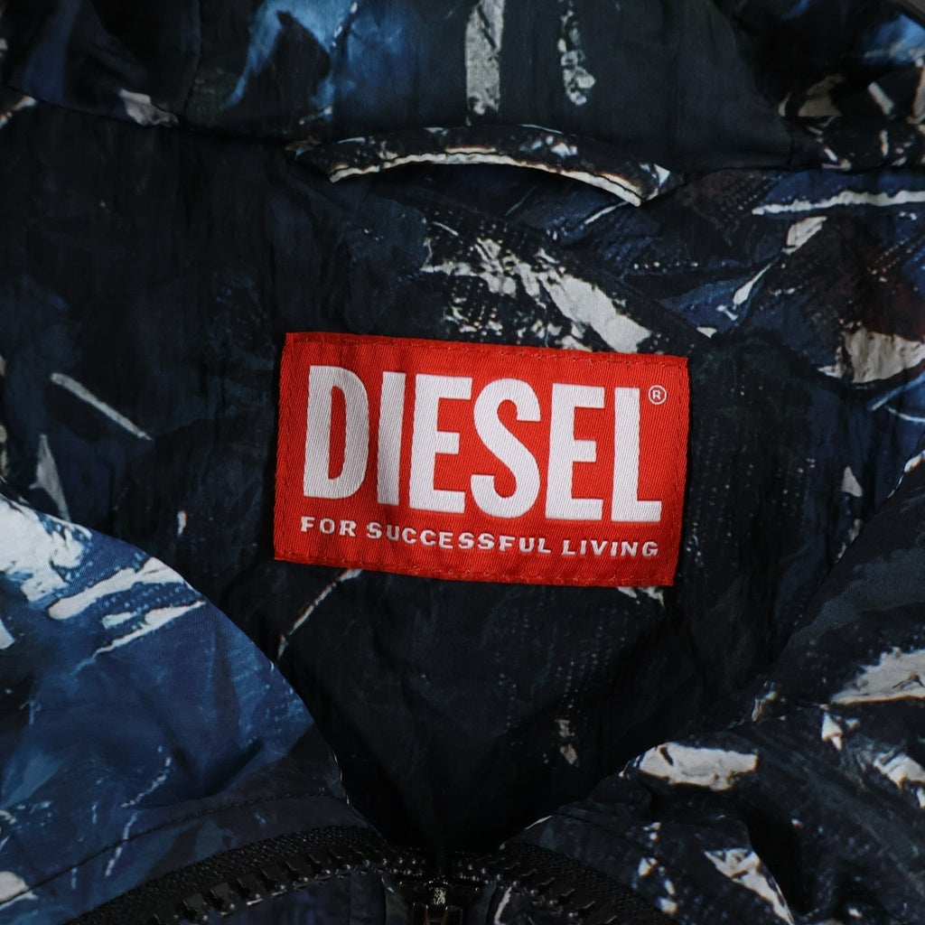 DIESEL(ディーゼル) J-WARRETT-POSTER ナイロン スタンドネック ジップアップ フーデッドジャケット ウィンドブレーカー マルチカラー A15614