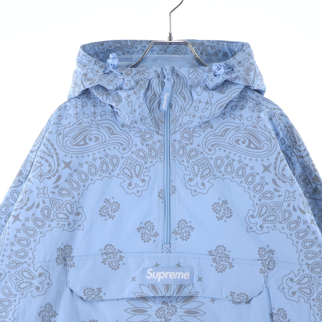SUPREME(シュプリーム) 26SS Reflective Bandana Anorak リフレクティブバンダナアノラック ハーフジップ フーデッドナイロンジャケット ブルー