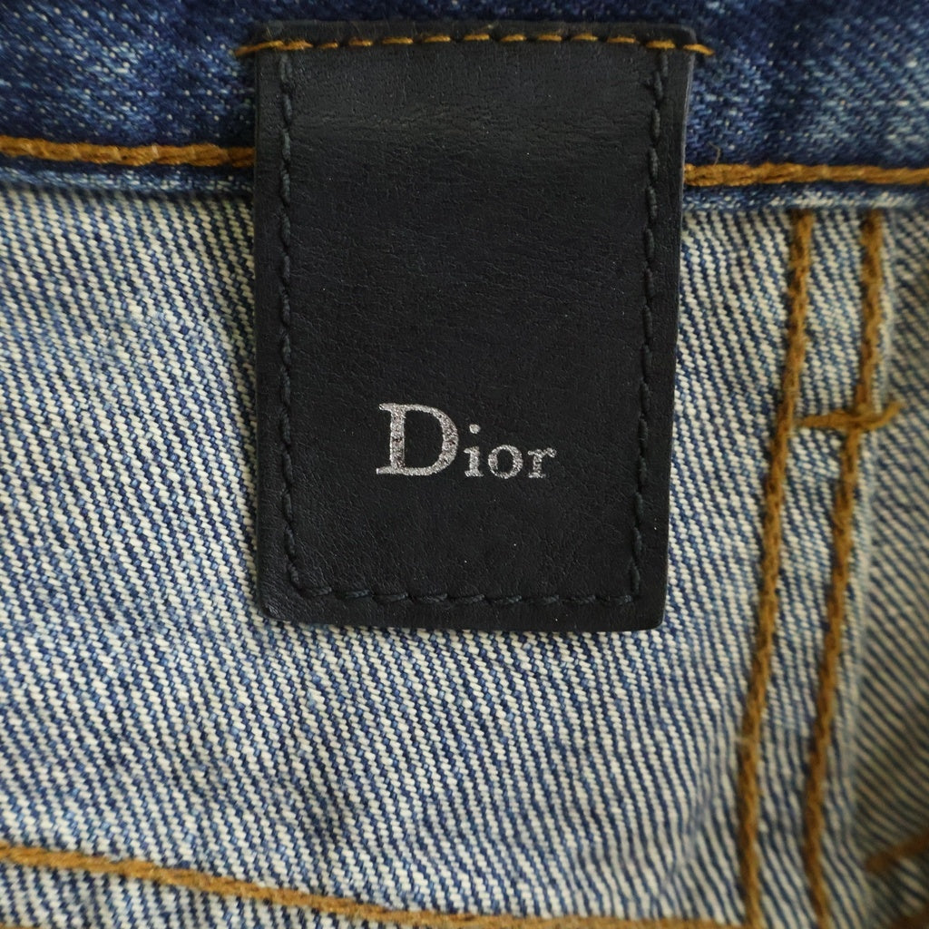 Dior HOMME(ディオールオム) ARCHIVE アーカイブ エディ期 爪痕ダメージ加工 ボタンフライストレートデニムパンツ インディゴ