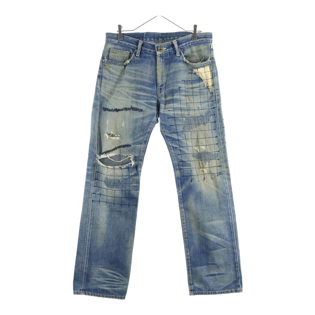 NEIGHBORHOOD(ネイバーフッド) 08AW ARCHIVE GRID SAVAGE DENIM PANTS アーカイブ グリッドサベージ ステッチデザイン ジップフライデニムパンツ インディゴ DCNH-PT-M11