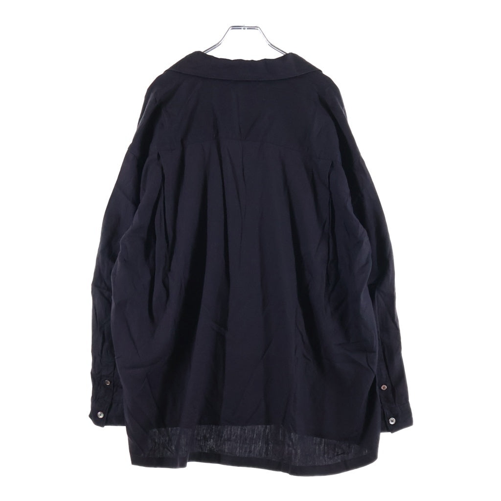 RAKINES(ラキネス) 25SS RAYON LINEN OXFORD-DANNY レーヨン リネン混 オックスフォード ダニー長袖シャツ ブラック 13S25HN288S