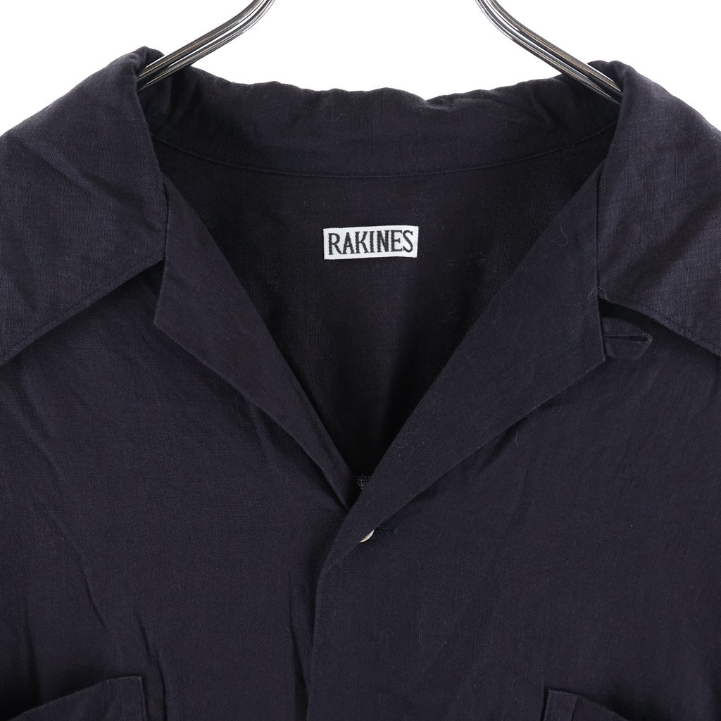 RAKINES(ラキネス) 25SS RAYON LINEN OXFORD-DANNY レーヨン リネン混 オックスフォード ダニー長袖シャツ ブラック 13S25HN288S