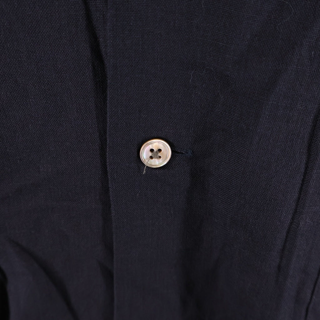 RAKINES(ラキネス) 25SS RAYON LINEN OXFORD-DANNY レーヨン リネン混 オックスフォード ダニー長袖シャツ ブラック 13S25HN288S