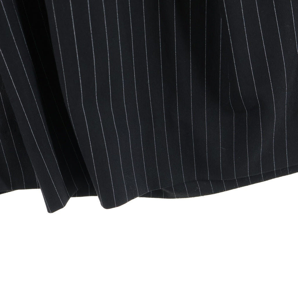 KUON(クオン) 25AW 3/4 HAKAMA TROUSERS ハカマ ストライプ柄 ツータック ジップフライ ハーフトラウザーズ スラックス ブラック 145PT023500