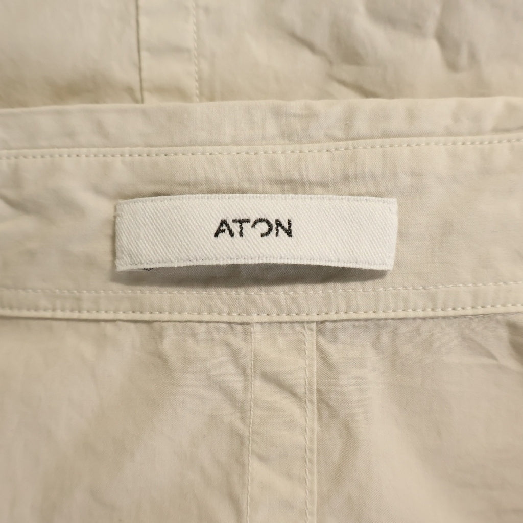 ATON(エイトン) SHRINK COTTON LAWN OVERSIZED SHIRT シュリンク コットン ローン オーバーサイズ 長袖シャツ ベージュ BL-AGLM0401