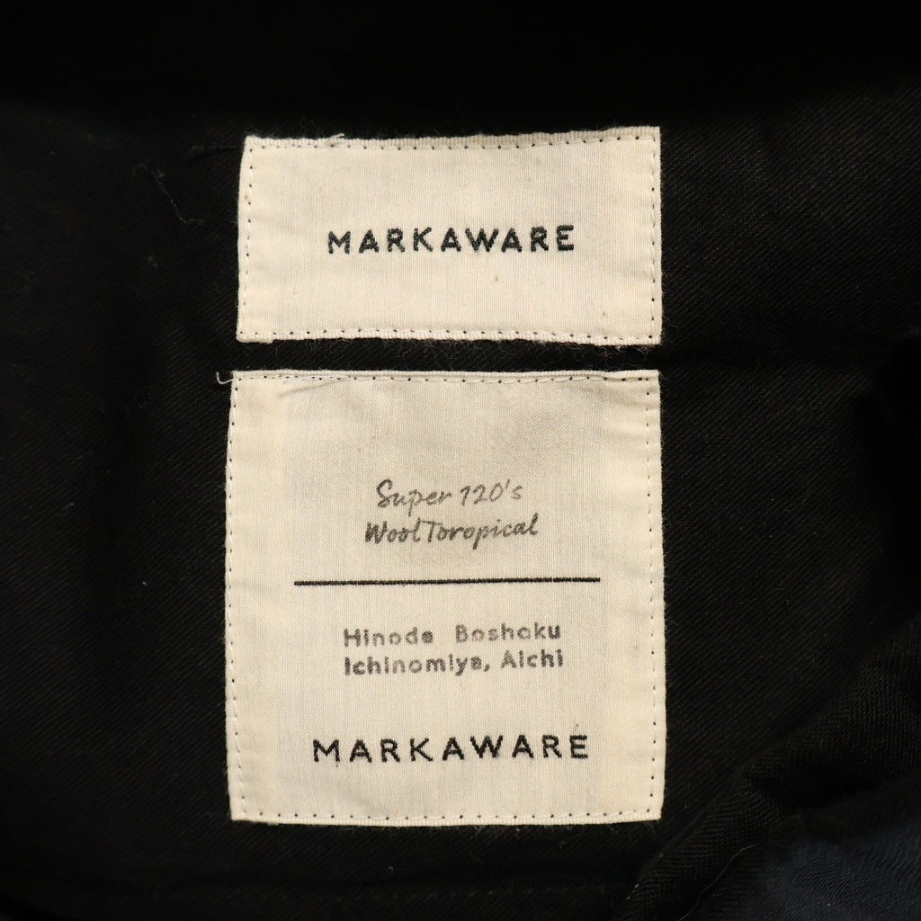 MARKAWARE(マーカウェア) 23SS DOUBLE PLEATED CLASSIC WIDE TROUSERS SUPER120s WOOL ダブルプリーツクラシックワイドトラウザーズ パンツ ブラック A23A-13PT01C
