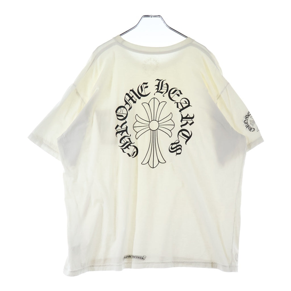 CHROME HEARTS(クロムハーツ) BACK CH CROSS NECK PRINT S/S TEE バックCHクロス ネックロゴプリント ポケット クルーネック 半袖Tシャツ カットソー ホワイト