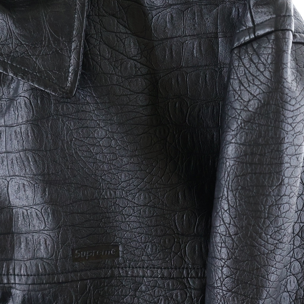 SUPREME(シュプリーム) 22SS Faux Croc Car Coat フェイククロコ 型押し カーコート ジャケット ブラック