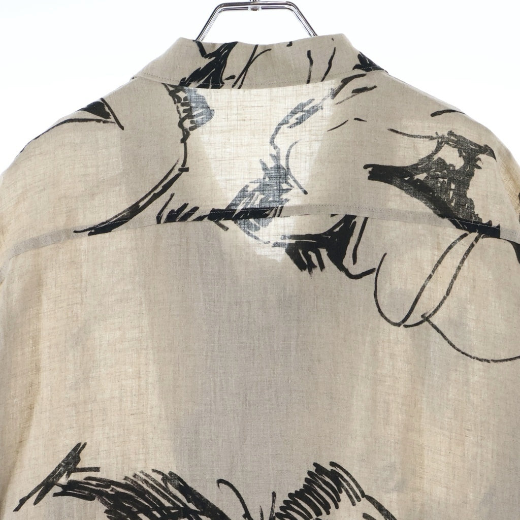 Yohji Yamamoto POUR HOMME(ヨウジヤマモト プールオム) 18SS 朝倉優佳 リネン 総柄 オーバーサイズ 長袖シャツジャケット ベージュ HW-B40-315