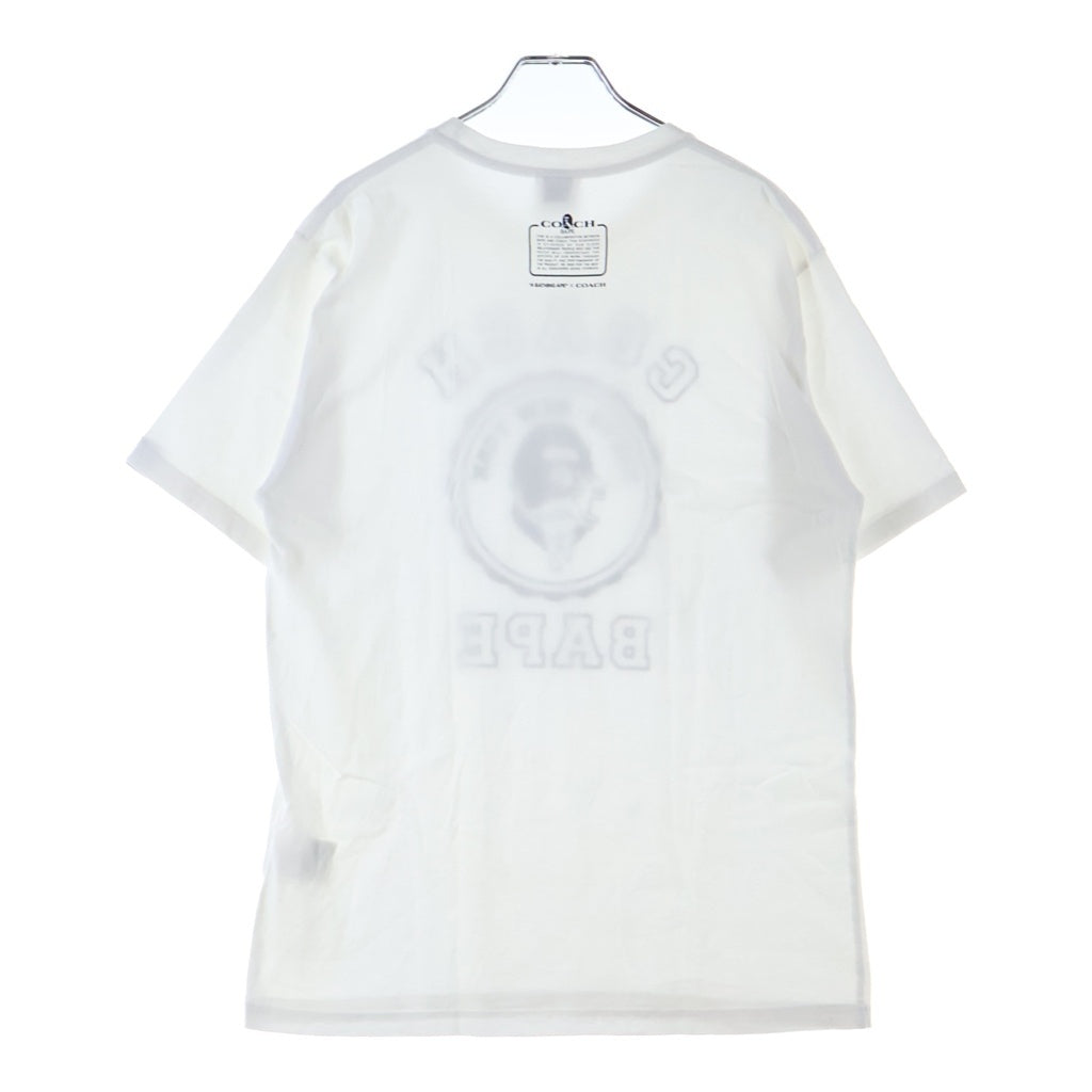 A BATHING APE(アベイシングエイプ) ×COACH COLLEGE TEE コーチ カレッジロゴプリント クルーネック半袖Tシャツ カットソー ホワイト 001CSH731902C