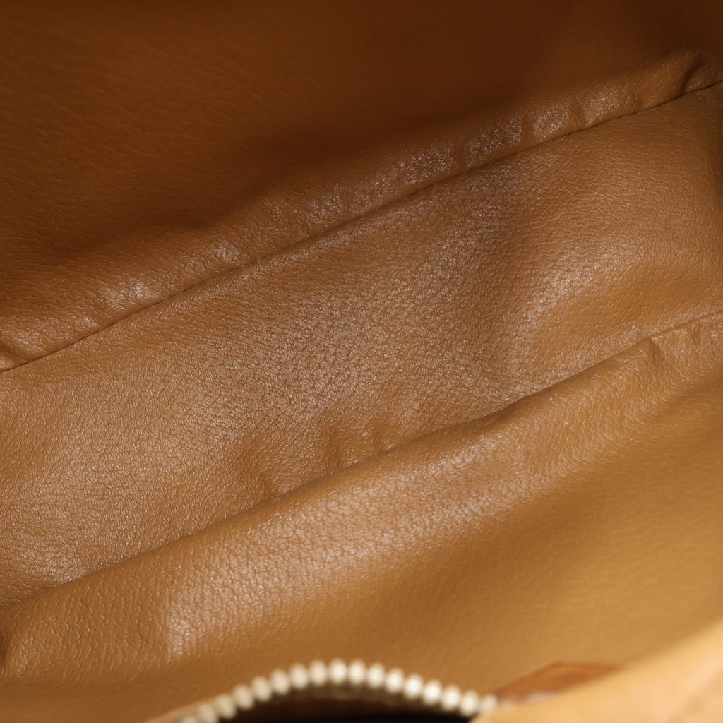 CELINE(セリーヌ) マカダム柄 サークルロゴ レザーショルダーバッグ ブラウン レディース