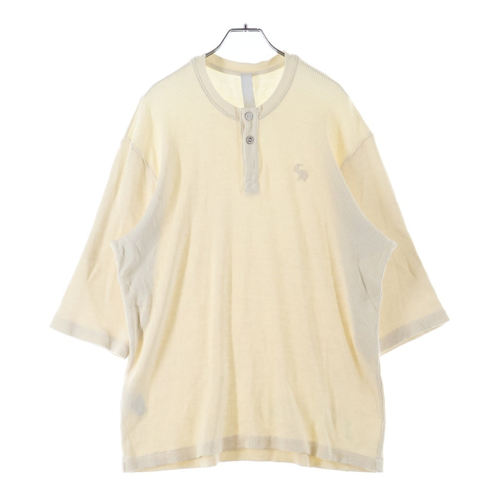 CHROME HEARTS(クロムハーツ) Y NOT WAFFLE KNIT CH EMBROIDERED HENRY NECK S/S TEE CH刺繍 ワッフルニット ヘンリーネック 半袖Tシャツ カットソー ベージュ