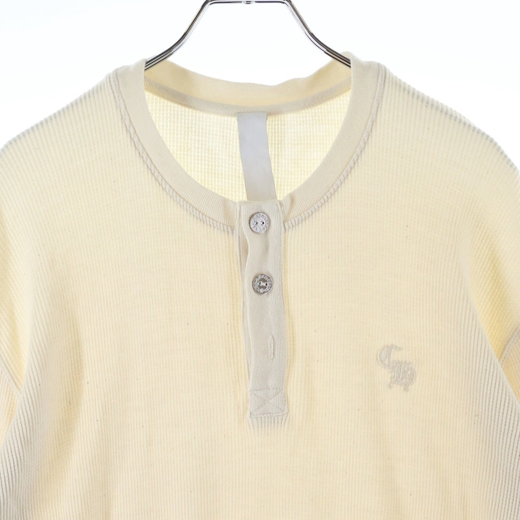 CHROME HEARTS(クロムハーツ) Y NOT WAFFLE KNIT CH EMBROIDERED HENRY NECK S/S TEE CH刺繍 ワッフルニット ヘンリーネック 半袖Tシャツ カットソー ベージュ