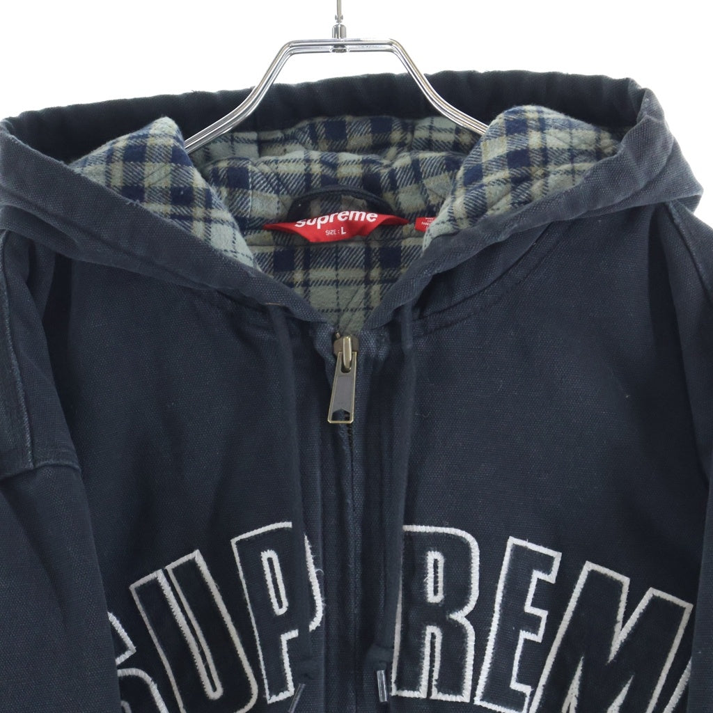 SUPREME(シュプリーム) 25AW Reflective Arc Hooded Work Jacket リフレクティブアーチ ジップアップ フーデッドワークジャケット デニムパーカー フーディー ブラック