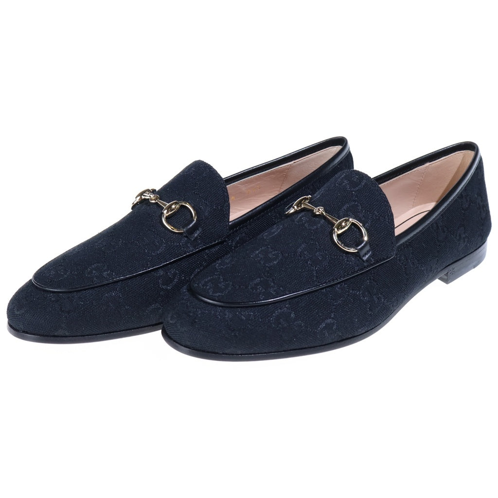 GUCCI(グッチ) 26SS JORDAAN ヨルダーン キャンバスGG ホースビット ローファーシューズ ブラック レディース 431467
