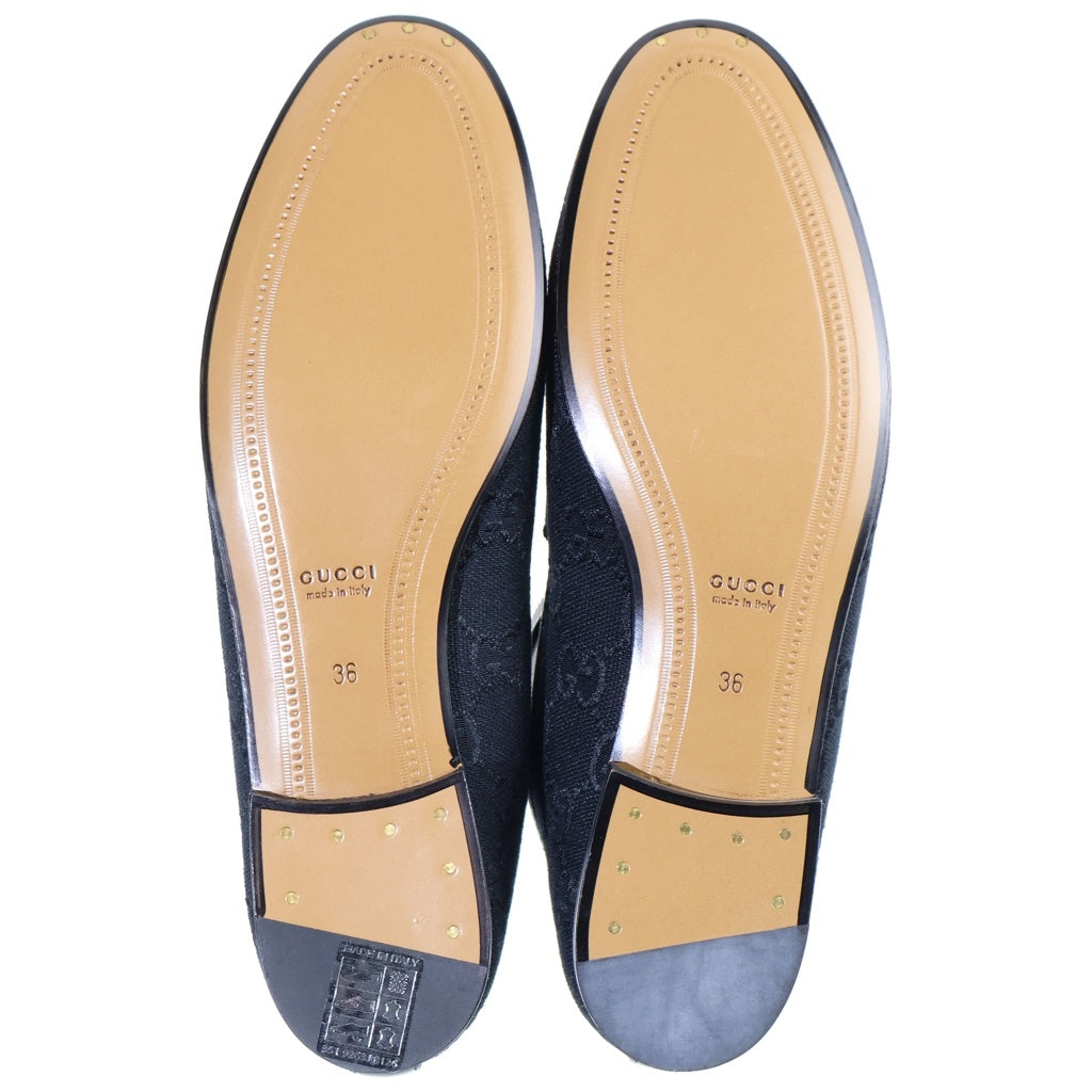 GUCCI(グッチ) 26SS JORDAAN ヨルダーン キャンバスGG ホースビット ローファーシューズ ブラック レディース 431467