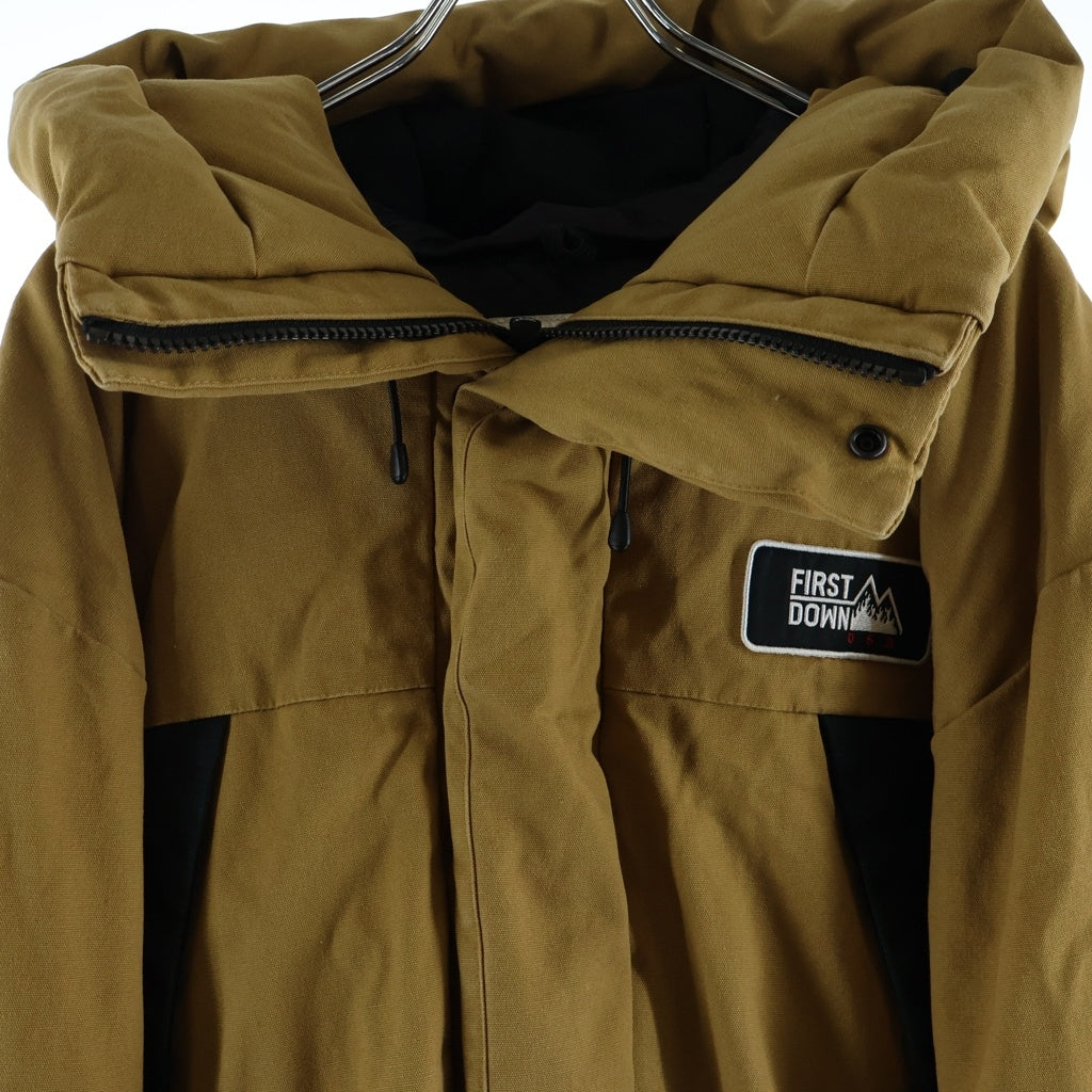 FIRST DOWN(ファーストダウン) ×FREAK'S STORE ORANGE FIRE PROOF フリークスストア オレンジファイヤープルーフ パネルショート フーデッドダウンジャケット ブラウン 213-1504
