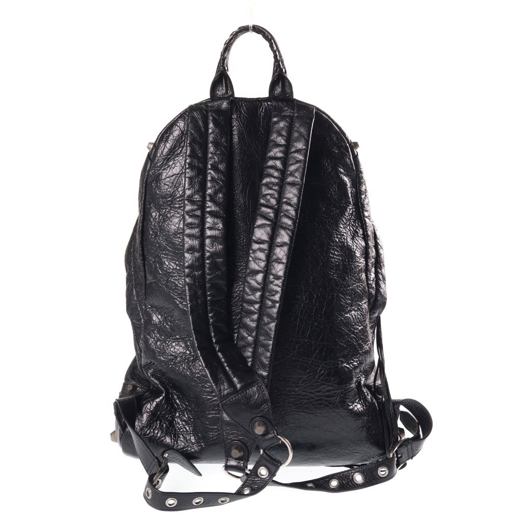 BALENCIAGA(バレンシアガ) LE CAGOLE DIY METAL ルカゴール ロゴペイント メタルスタッズ付き レザーバックパック リュック ブラック 766297