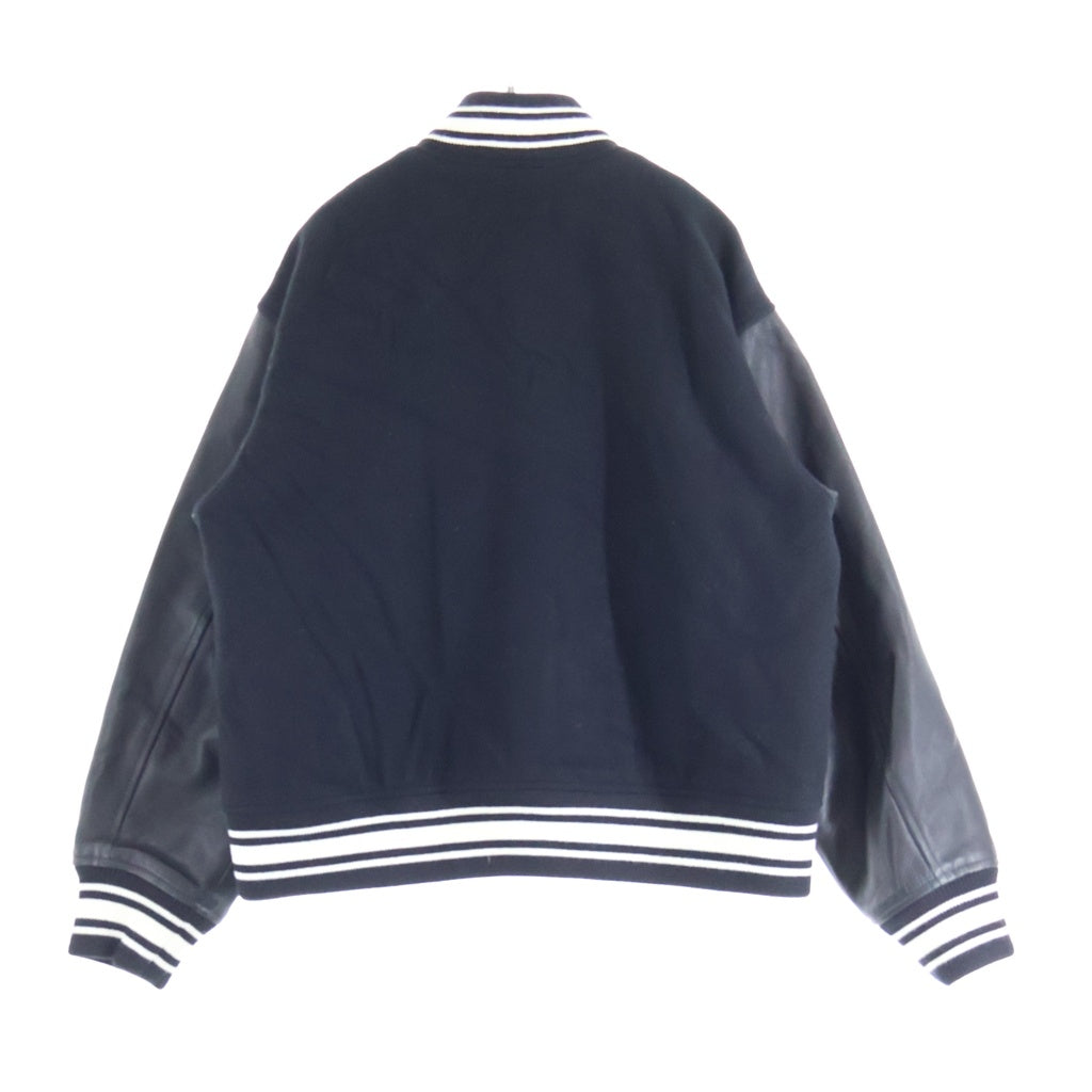 Vivienne Westwood MAN(ヴィヴィアンウエストウッドマン) オーブロゴワッペン付き レザー切り替え バーシティジャケット スタジアムジャンパー ブラック 26-12-452003