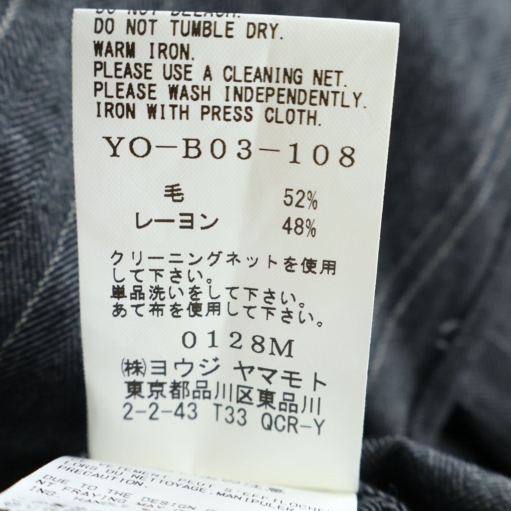 Y's(ワイズ) 24AW W/RY RANDOM HERRINGBONE DOUBLE COLLAR SHIRT オープンカラー ストライプ ヘリンボーン ダブルカラーレイヤードシャツ グレー YO-B03-108