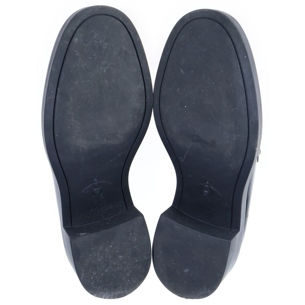 GUCCI(グッチ) ホースビット プラットフォーム レザーローファー ゴールド金具 レディース ブラック 794378