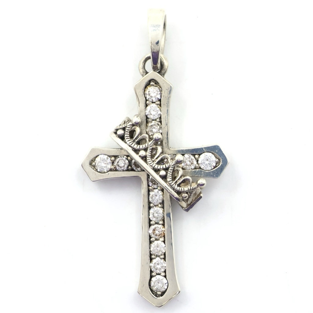 Justin Davis(ジャスティンデイヴィス) CROSS with CROWN/STONE クロスモチーフ クラウン ペンダントトップ シルバー