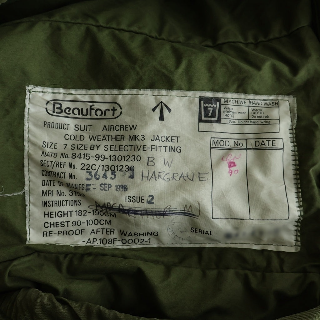 VINTAGE(ヴィンテージ) 80S VINTAGE COLD WEATHER MK3 ROYAL AIRFORCE ヴィンテージ コールド ウェザー ミリタリー フライトジャケット カーキ 8415-99-1301230