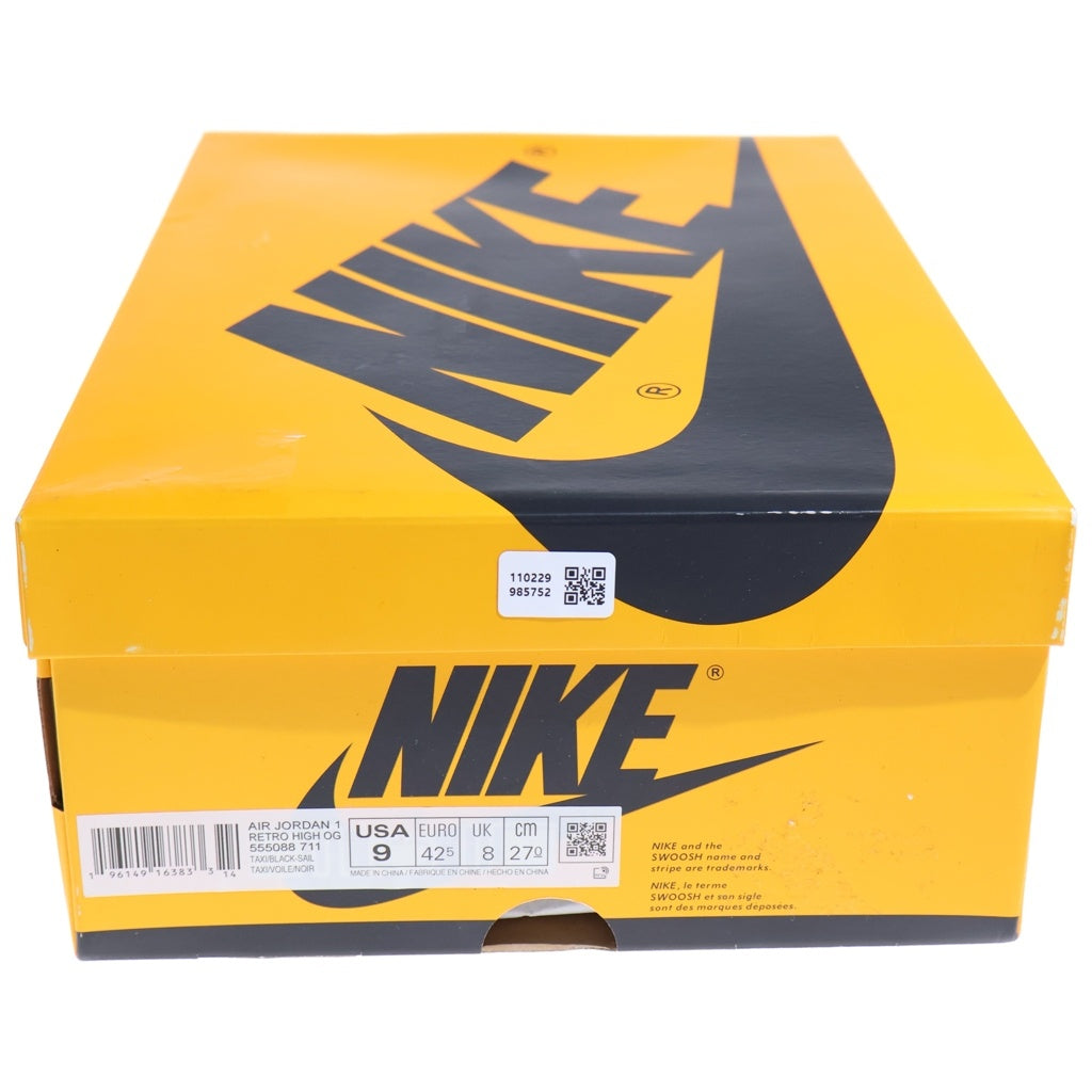 NIKE(ナイキ) AIR JORDAN 1 RETRO HIGH OG TAXI エアジョーダン1 レトロ タクシー ハイカットスニーカー イエロー/ブラック US9/27.0cm 555088-711