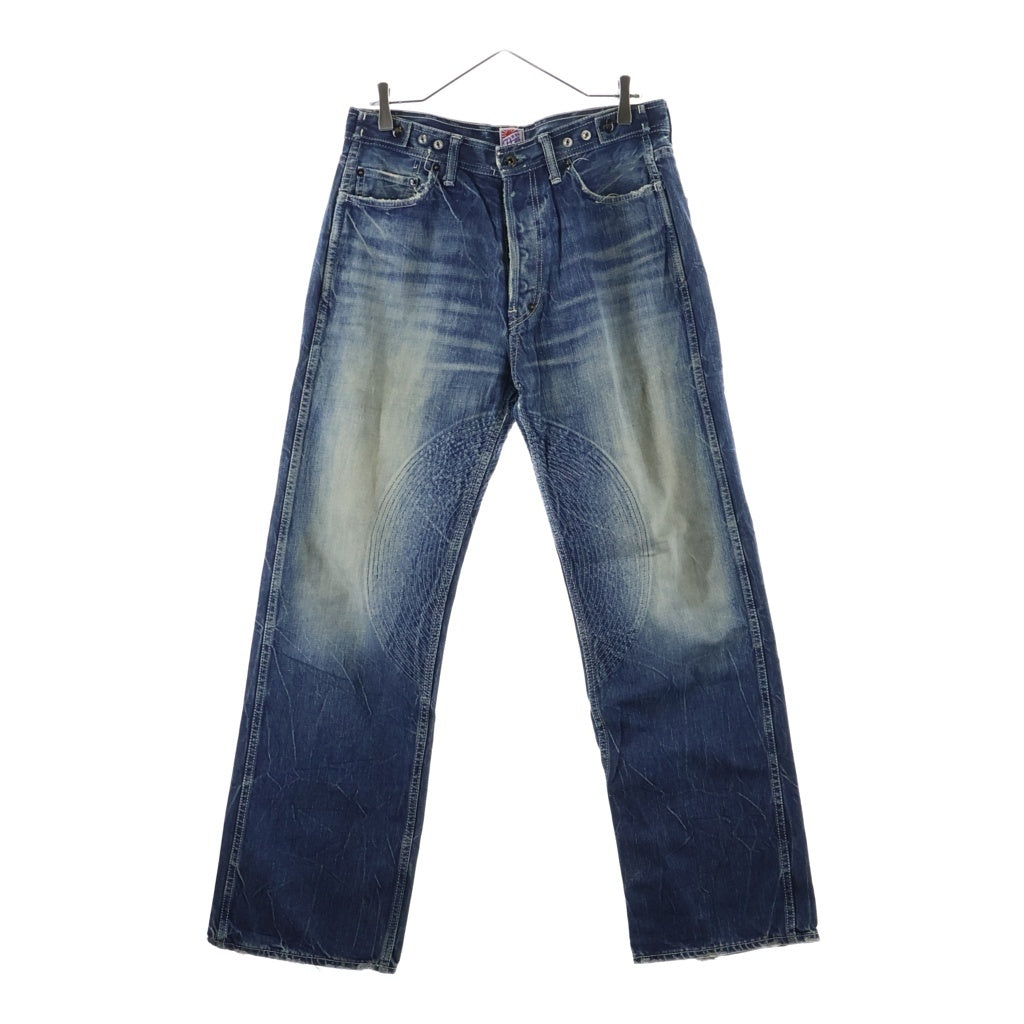 NO BRAND(ノーブランド) PRPS ピーアールピーエス 紫製品 パープルプロダクツ サークルステッチ ワイドデニムパンツ インディゴ