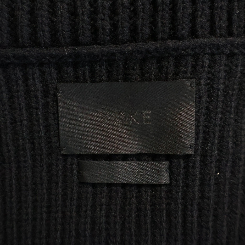 YOKE(ヨーク) 24AW 3/4 FRONT ZIP HIGHNECK RIB SWEATER フロントジップ ハイネック リブ ニットセーター ブラック YK24FW0829S