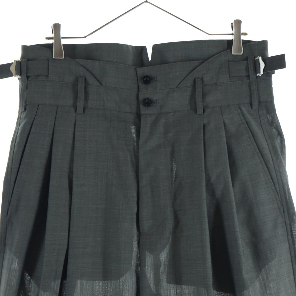 IRENISA(イレニサ) 24AW HIGH WAIST PANTS ウール ハイウエスト 2タック スラックス パンツ グレー IH-24FW-P003-WR