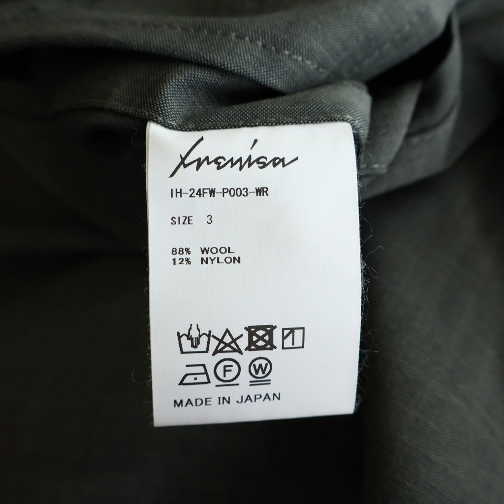 IRENISA(イレニサ) 24AW HIGH WAIST PANTS ウール ハイウエスト 2タック スラックス パンツ グレー IH-24FW-P003-WR