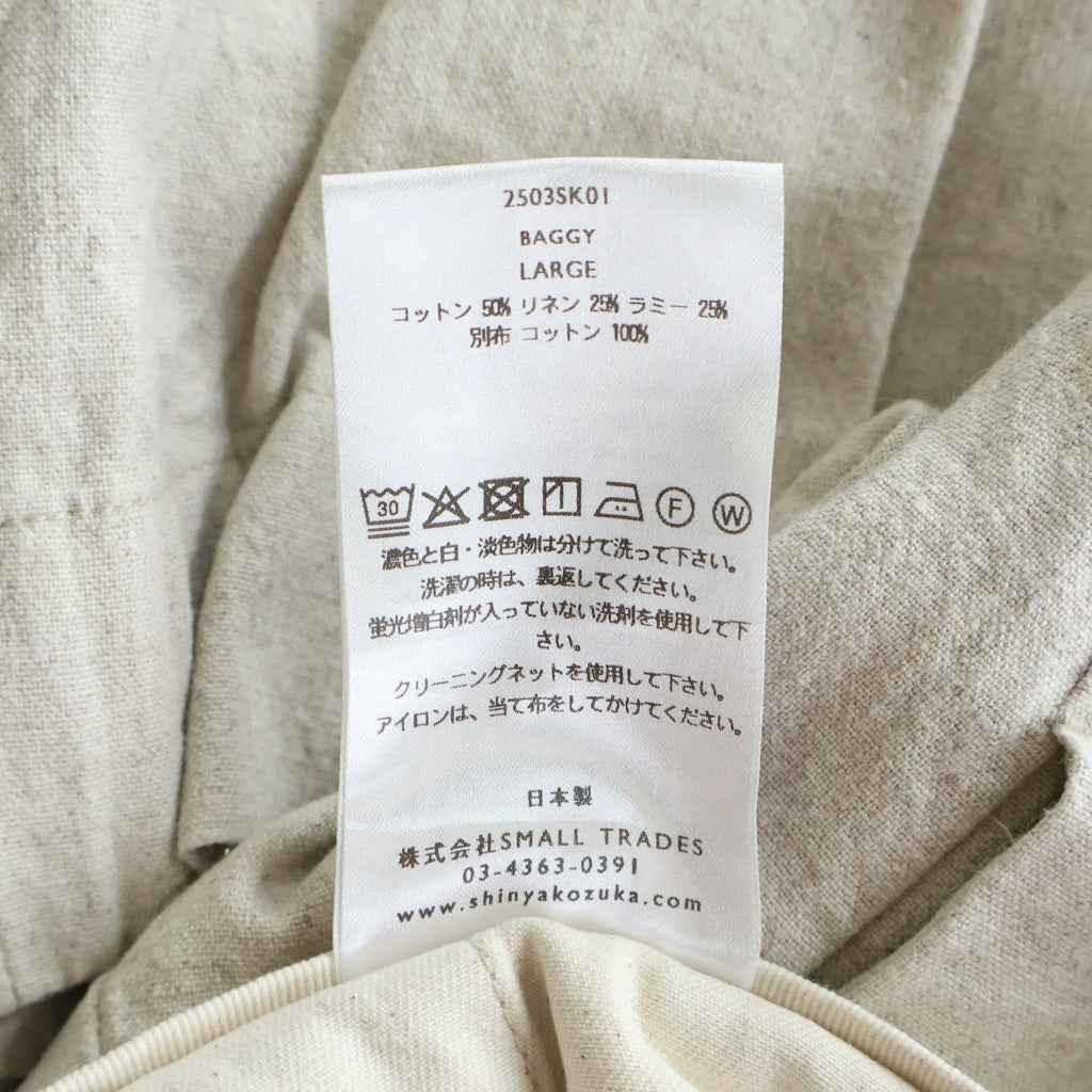 SHINYA KOZUKA(シンヤコズカ) 25SS BAGGY リネン混 キャンバス バギー ワイドパンツ アイボリー 2503SK01