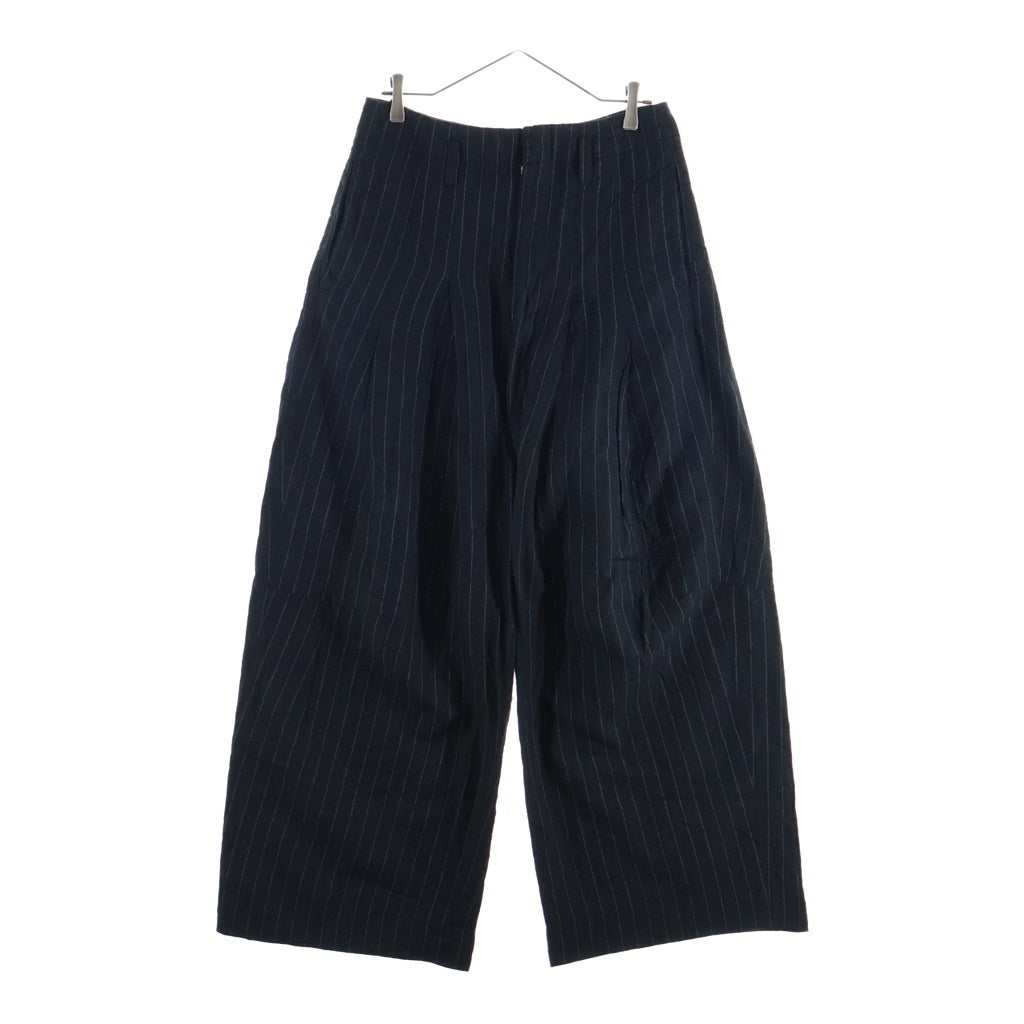 SHINYA KOZUKA(シンヤコズカ) 23SS BAGGY PIN STRIPE リネン ウール バギー ピンストライプ ワイドパンツ ブラック 2301SK53