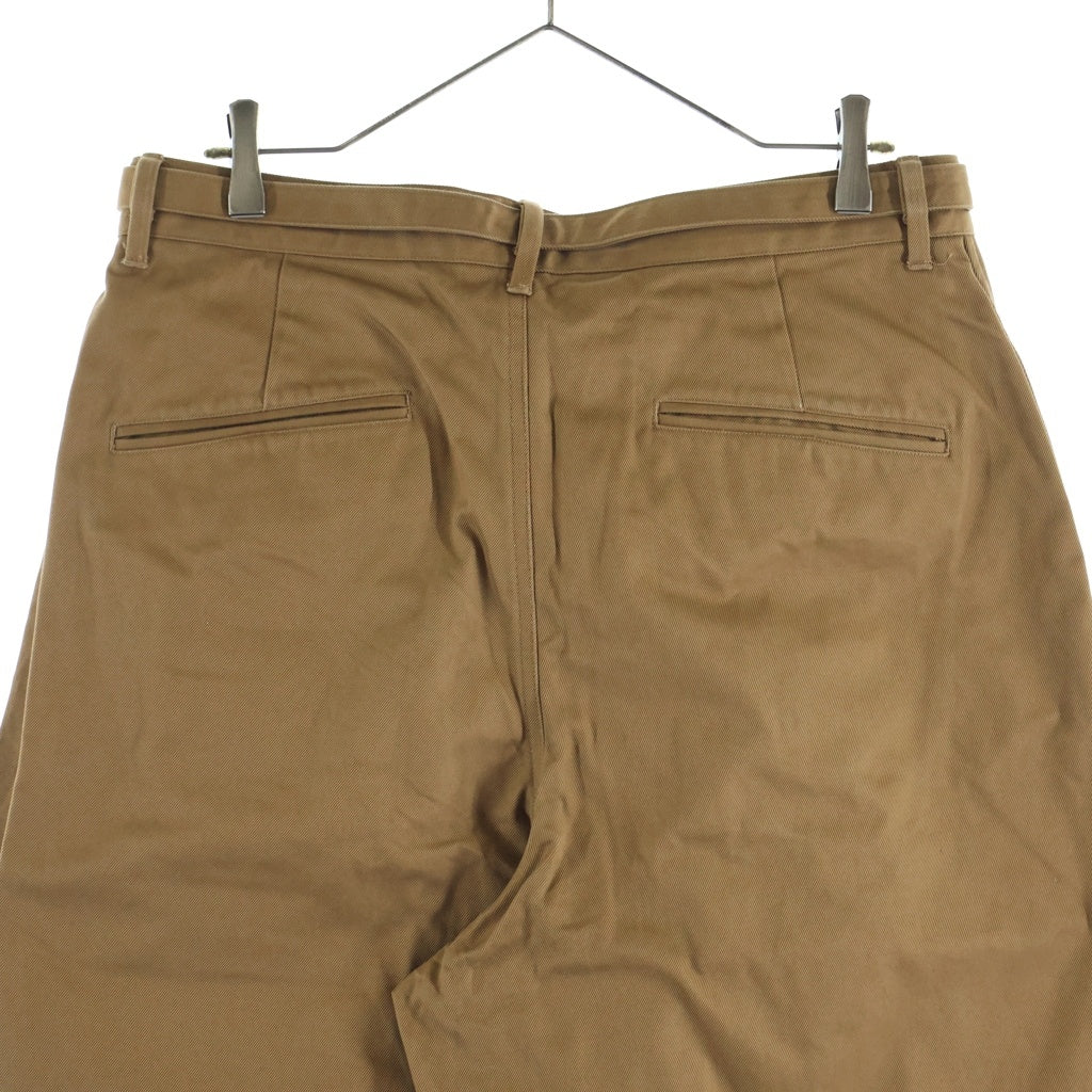 blurhms(ブラームス) 23AW Belted Chinos 1タック ボタンフライ ベルテッドチノ パンツ ブラウン BHS23F024