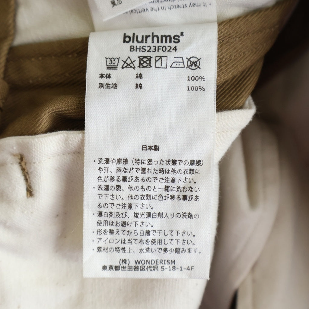 blurhms(ブラームス) 23AW Belted Chinos 1タック ボタンフライ ベルテッドチノ パンツ ブラウン BHS23F024