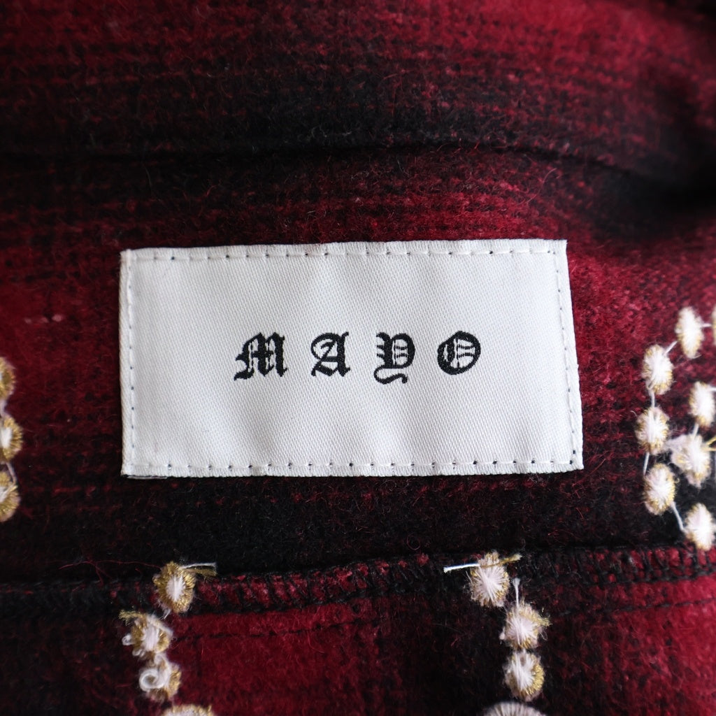 MAYO(メイヨー) 24AW WOOL EMBROIDERY CHECK SHIRT JACKET ウール チェック柄 エンブロイダリー 長袖シャツジャケット レッド 24MY-SSHJK01