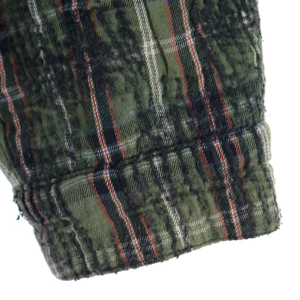 A.F ARTEFACT(エーエフアーティファクト) 25AW NEEDLE PUNCH PLAID FABRIC ZIPPER ニードルパンチ プレイド ファブリック コットン チェック柄 ジップアップフーディ グリーン